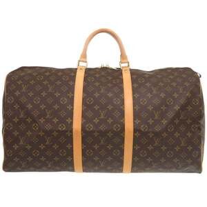 LOUIS VUITTON Brown Monogram Keepall 60 Boston Bag